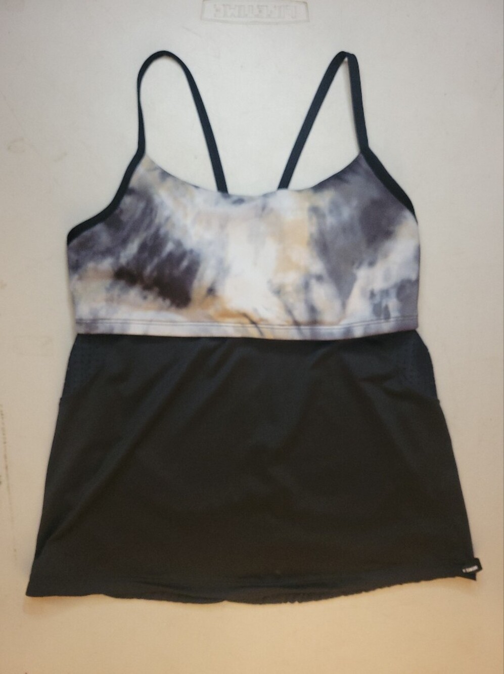 Nike Swim Black Tankini Top with Marble Print Bust